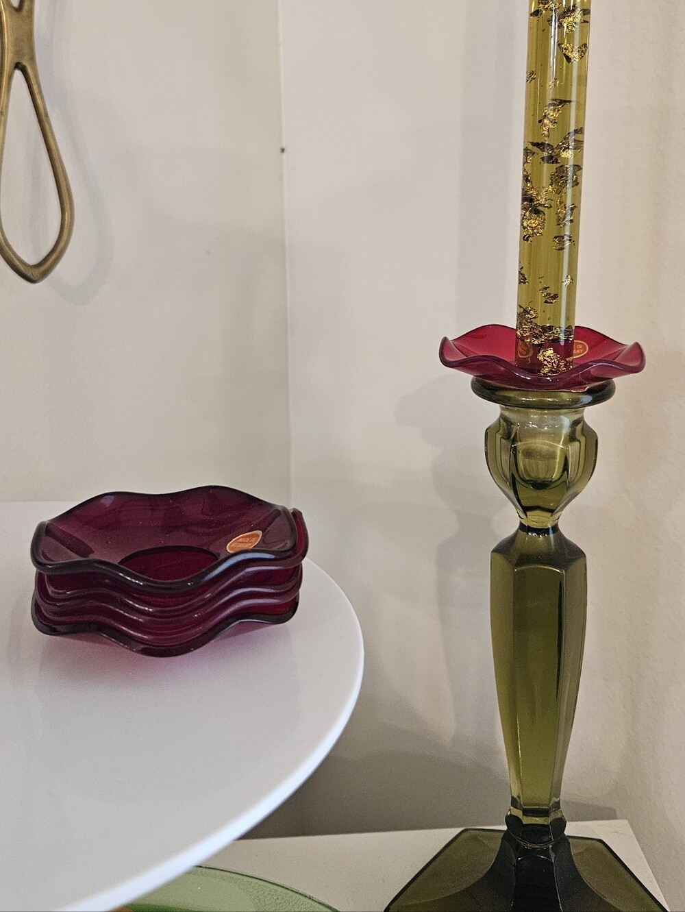 Vintage Made in Germany Red Glass Bobeches